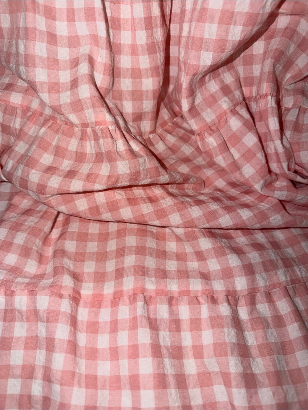 Pink Gingham Smocked Maxi Dress with Puff Sleeves - Picture 3 of 4